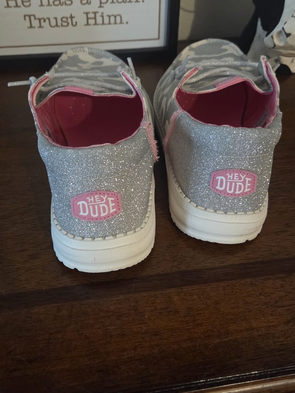 Hey Dude Women's Silver Glitter & Pink Camo Wally Slip-On Flats - Picture 5 of 5